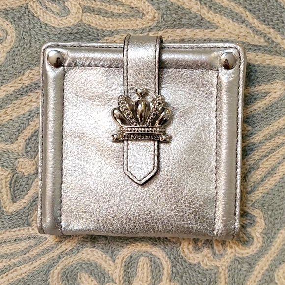 Juicy Couture Handbags - Juicy Couture vintage leather wallet silver excellent quality